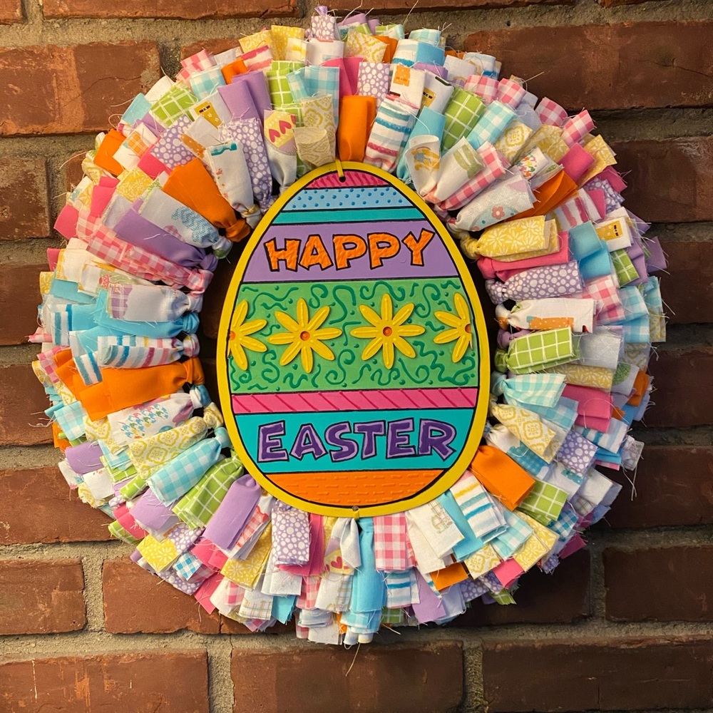 Happy Easter Egg Rag Wreath
